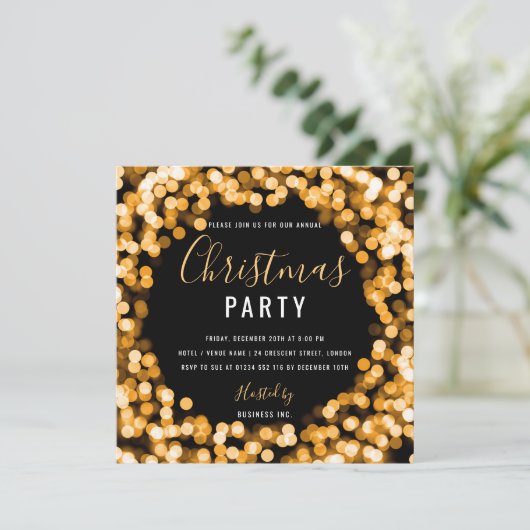 Gold String Lights Enterprise-kerstfeest Kaart (Staand voorkant)