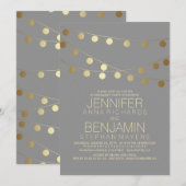 Gold String Lights Modern Engagement Party Kaart (Voorkant / Achterkant)