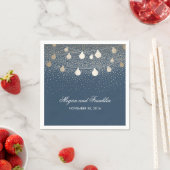 Gold String Lights Navy Wedding Servetten (Insitu)