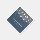 Gold String Lights Navy Wedding Servetten (Hoek)