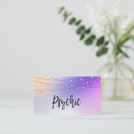 *~* Gold String Lights Ombre Pastel Psychic Medium Visitekaartje (Staand voorkant)