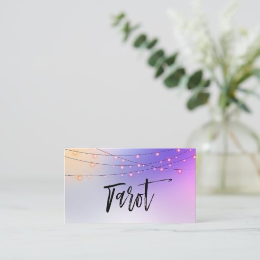 *~* Gold String Lights Ombre Pastel Tarot Reader Visitekaartje (Staand voorkant)