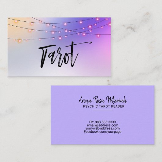 *~* Gold String Lights Ombre Pastel Tarot Reader Visitekaartje (Voorkant / Achterkant)