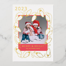 Gold String Lights Vrolijke Kerstfoto Kaart