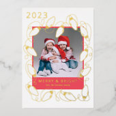 Gold String Lights Vrolijke Kerstfoto Kaart (Voorkant)