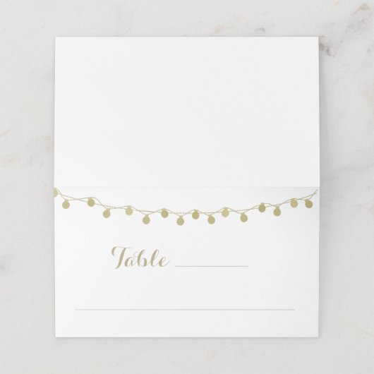 Gold String Lights Weddenschap Dinner Place Kaarte Plaatskaartje (Buitenkant ongevouwen)