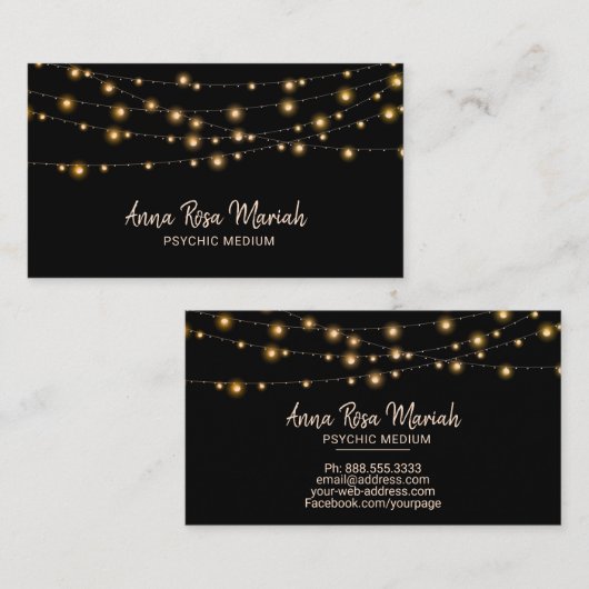 *~* Gold String Lights Yoga Psychic Medium Visitekaartje (Voorkant / Achterkant)