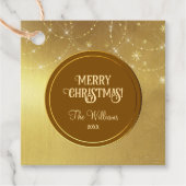 Gold Strings Snowflakes Gold Metallic Bedankjes Labels (Voorkant)