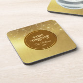 Gold Strings Snowflakes Gold Metallic Bier Onderzetter (Linkerzijde)