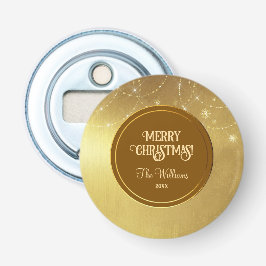 Gold Strings Snowflakes Gold Metallic Button Flesopener