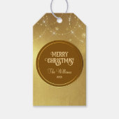 Gold Strings Snowflakes Gold Metallic Cadeaulabel (Voorkant)