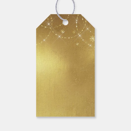 Gold Strings Snowflakes Gold Metallic Cadeaulabel (Achterkant)