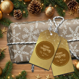 Gold Strings Snowflakes Gold Metallic Cadeaulabel