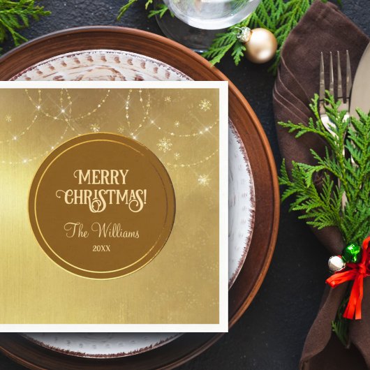 Gold Strings Snowflakes Gold Metallic Servet