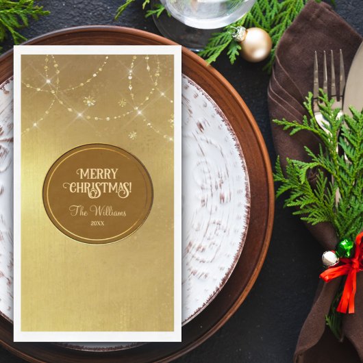 Gold Strings Snowflakes Gold Metallic Servet