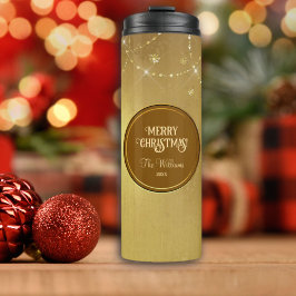 Gold Strings Snowflakes Gold Metallic Thermosbeker