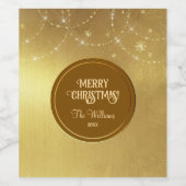 Gold Strings Snowflakes Gold Metallic Wijn Etiket (Enkel label)