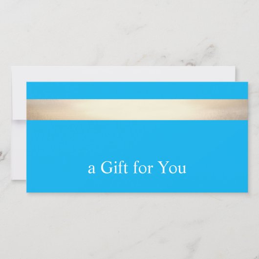 Gold Stripe Aqua Blue Gift Certificate Bedankkaart (Voorkant)