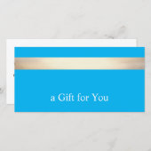 Gold Stripe Aqua Blue Gift Certificate Bedankkaart (Voorkant / Achterkant)