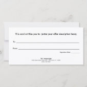 Gold Stripe Aqua Blue Gift Certificate Bedankkaart (Achterkant)