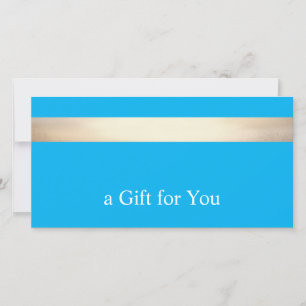 Gold Stripe Aqua Blue Gift Certificate Bedankkaart