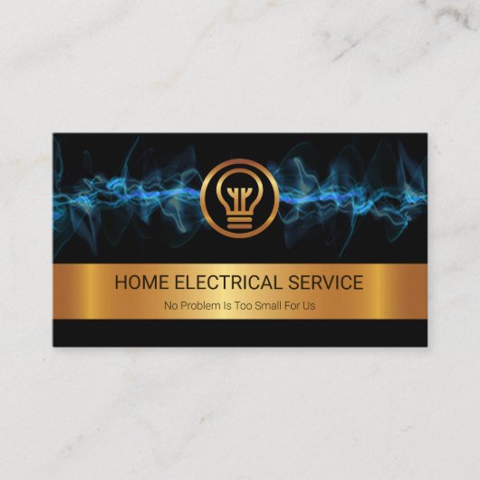 Gold Stripe Blue Electric Lightning Electrice Visitekaartje (Voorkant)