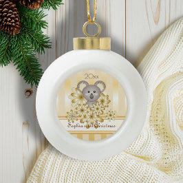 Gold Stripe Cute Baby Koala Keramische Bal Ornament