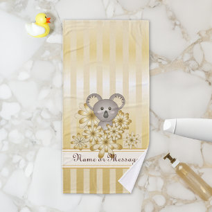Gold Stripe Cute Baby Koala Kinder Bad Handdoek