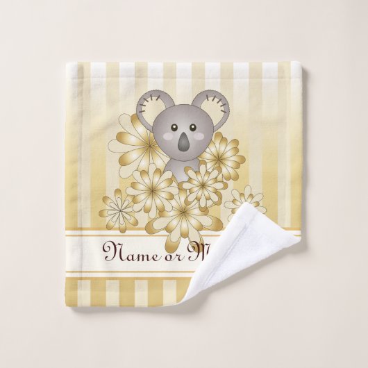 Gold Stripe Cute Baby Koala Kinder Bad Handdoek (Wasdoekje)