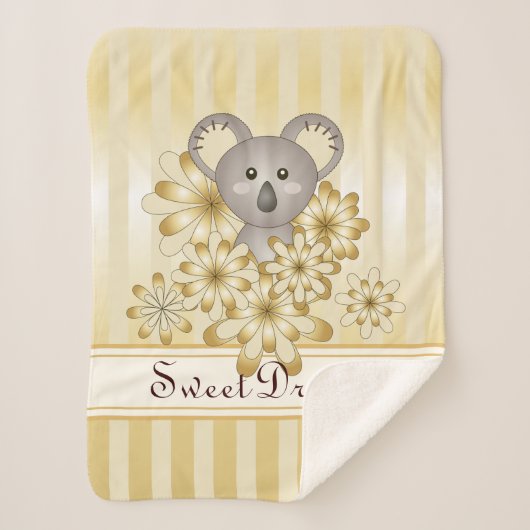 Gold Stripe Cute Baby Koala Sherpa Deken (Voorkant)