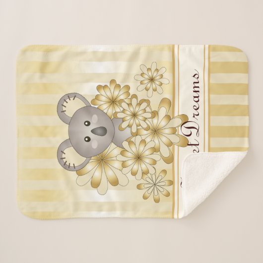 Gold Stripe Cute Baby Koala Sherpa Deken (Voorkant (horizontaal))