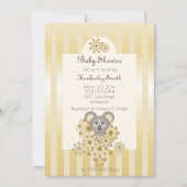 Gold Stripe Cute Koala Genderneutraal Baby shower Kaart (Voorkant)