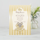 Gold Stripe Cute Koala Genderneutraal Baby shower Kaart (Staand voorkant)