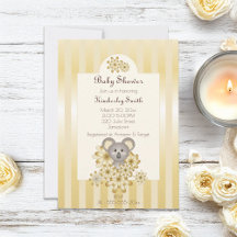 Gold Stripe Cute Koala Genderneutraal Baby shower