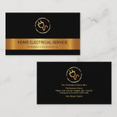 Gold Stripe Electrical Power Plug-Logo-elektricien Visitekaartje (Voorkant / Achterkant)