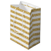 Gold Stripe Gift-tas Medium Cadeauzakje (Achterkant Gekanteld)