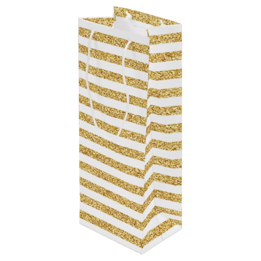 Gold Stripe Gift-tas Wijn Cadeautas (Achterkant Gekanteld)