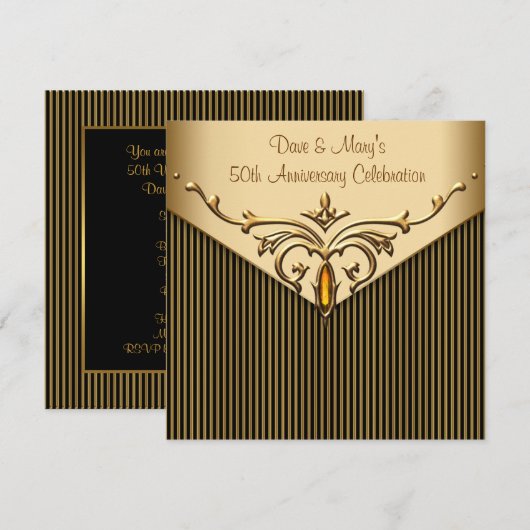 Gold Stripe Gold 50e Jubileum Partij Kaart (Voorkant / Achterkant)