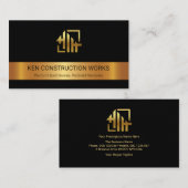 Gold Stripe Gold Home Motif Construction Builder Visitekaartje (Voorkant / Achterkant)