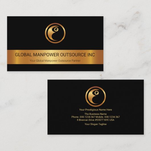 Gold Stripe Gold Manpower Logo werving Visitekaartje (Voorkant / Achterkant)