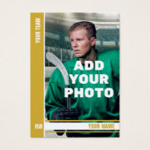 Gold Stripe Hockey Trading Kaart - aangepaste stat (Voorkant)