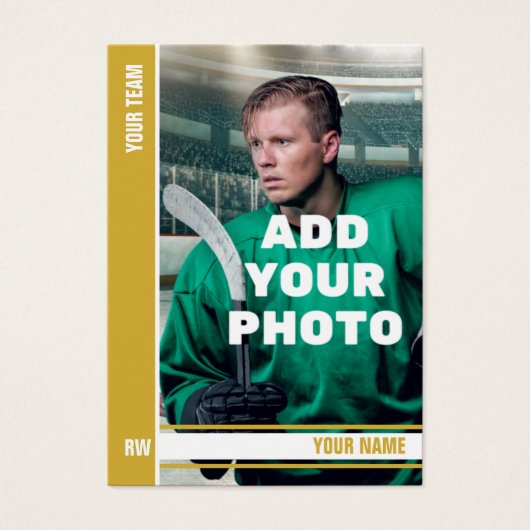 Gold Stripe Hockey Trading Kaart - aangepaste stat (Voorkant)