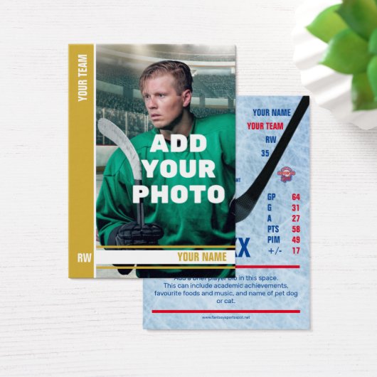 Gold Stripe Hockey Trading Kaart - aangepaste stat (Bureau)