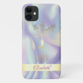 Gold Stripe Holographic Tree Women Silhouette Case-Mate iPhone Case (Achterkant)