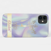Gold Stripe Holographic Tree Women Silhouette Case-Mate iPhone Case (Achterkant (horizontaal))
