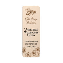 "Gold Stripe Honeybee Floral Small Honey Jar"