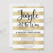 Gold Stripe Jingle All Way Holiday Open House Kaart (Voorkant)