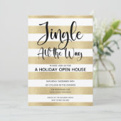 Gold Stripe Jingle All Way Holiday Open House Kaart (Staand voorkant)