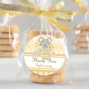 Gold Stripe Koala Kids Verjaardag / Baby shower Ronde Sticker