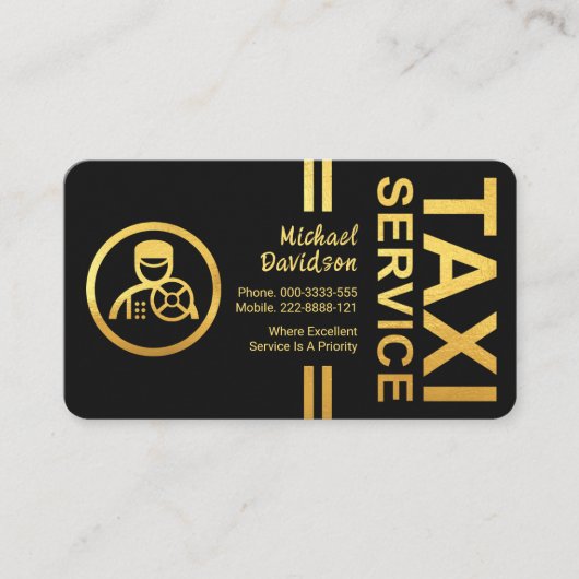 Gold Stripe Lines Chauffeur-driver Visitekaartje (Voorkant)